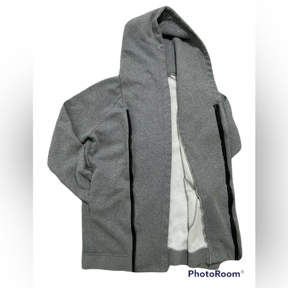 H&M Divided Asimetric Zip Longline Hooded Sweater Jacket - Picture 2 of 4